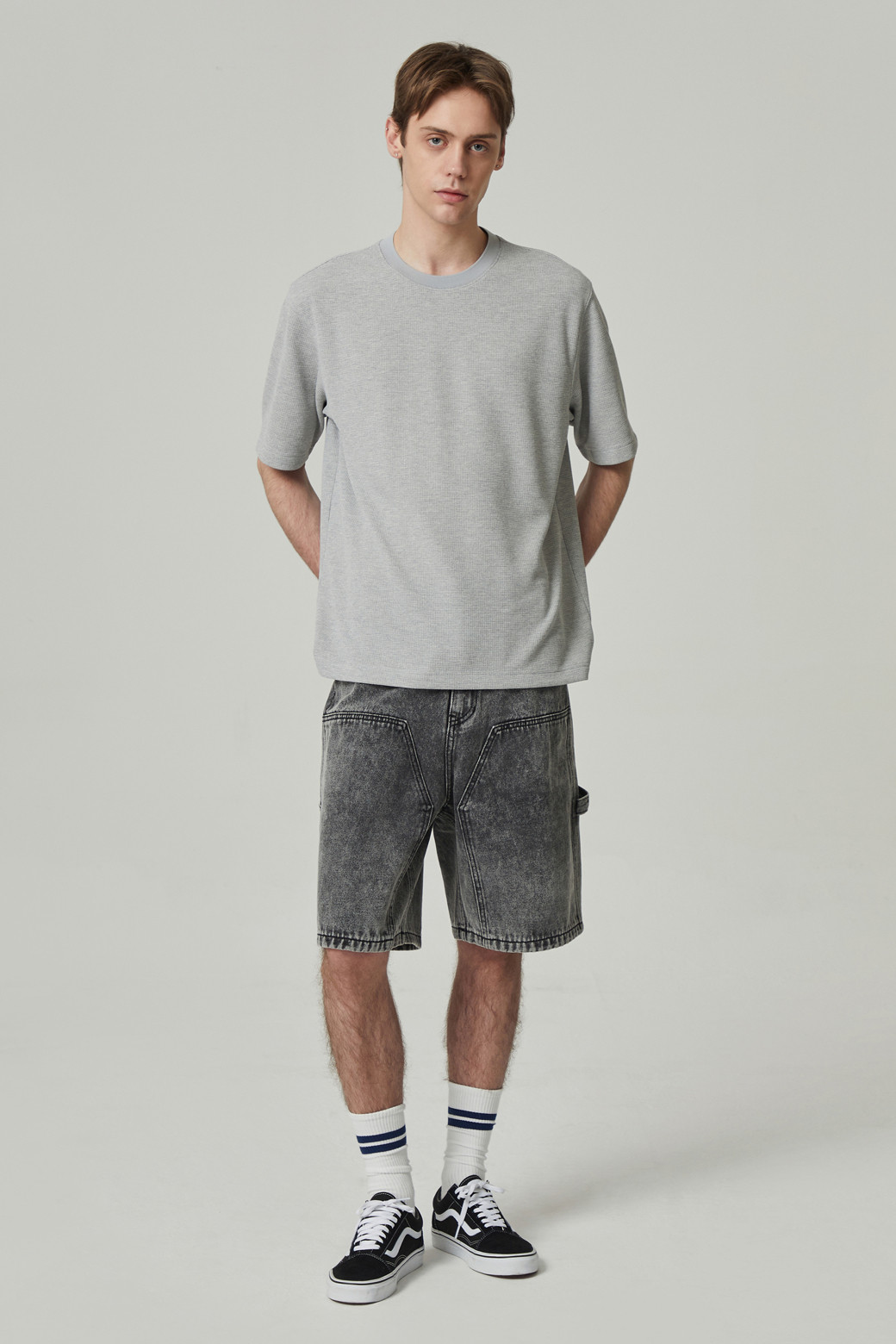 CUSTOMELLOW - 티셔츠 - waffle texture half sleeve tee