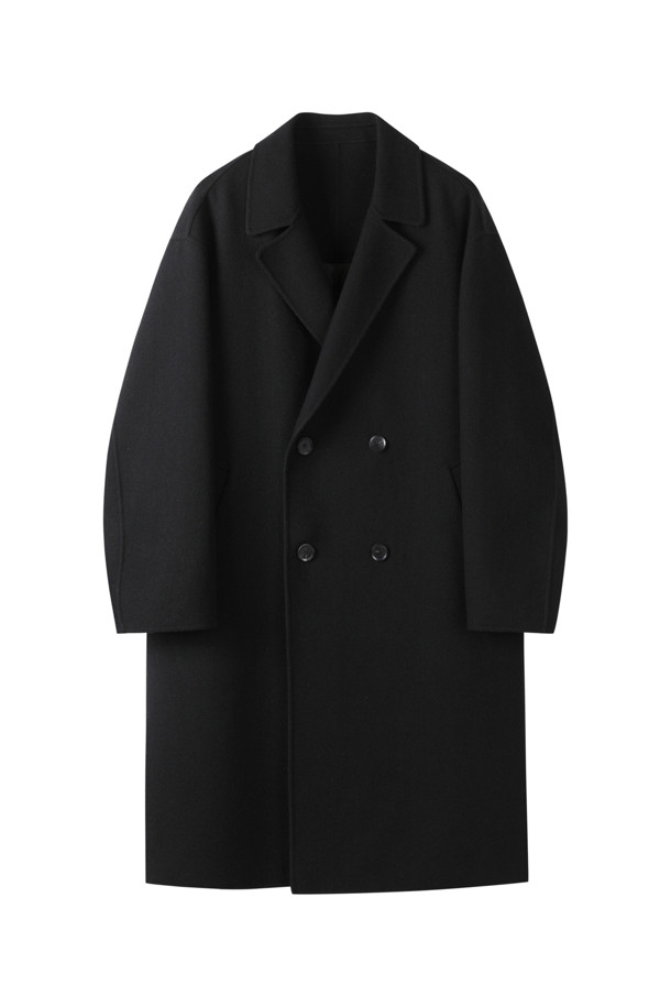 CUSTOMELLOW - 코트 - [Online Only] Black Cashmere Blended Double Coat