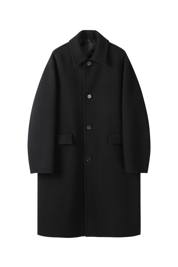 CUSTOMELLOW - 코트 - [Online Only] Black Cashmere Blended Mac Coat