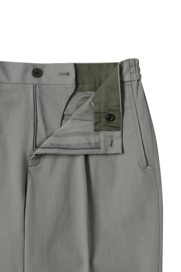 CUSTOMELLOW - 캐주얼팬츠 - Khaki Tapered Fit Cotton Pants