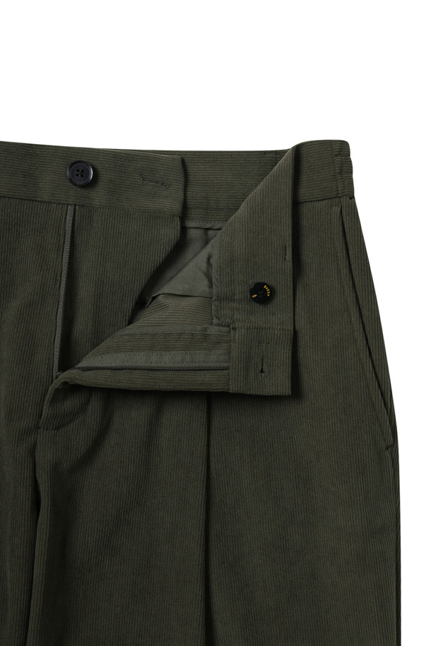 CUSTOMELLOW - 캐주얼팬츠 - Khaki Regular Fit Corduroy Setup Pants