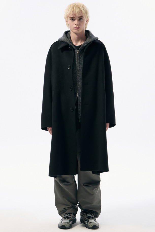 CUSTOMELLOW - 코트 - Black Wool Balmacaan Coat