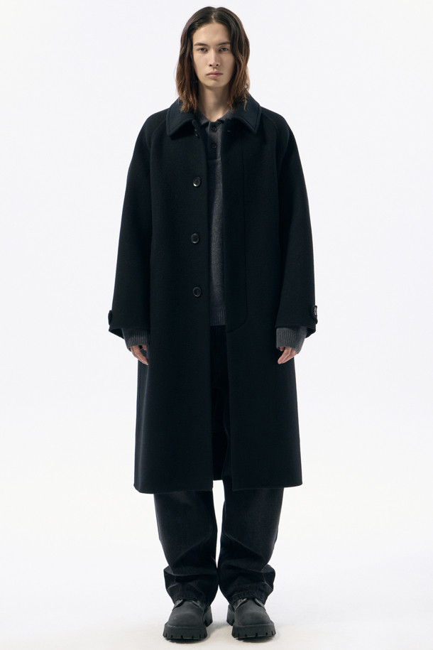 CUSTOMELLOW - 코트 - Black Oversized Fit Wool Coat