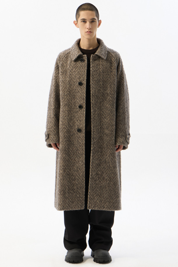 CUSTOMELLOW - 코트 - Beige Herringbone Wool Coat