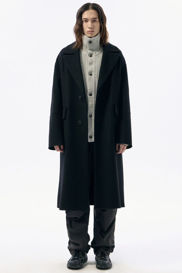 CUSTOMELLOW - 코트 - Black Oversized Fit Wool Chesterfield Coat 