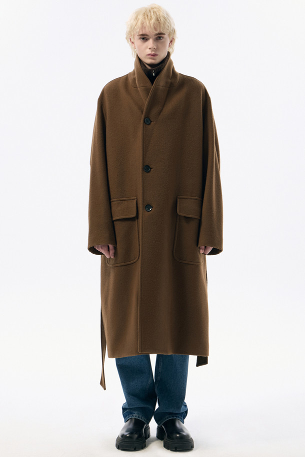 CUSTOMELLOW - 코트 - Brown Wool Shawl Collar Coat