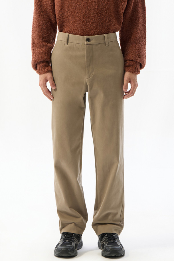 CUSTOMELLOW - 캐주얼팬츠 - Beige Slim Fit Brushed Cotton Pants