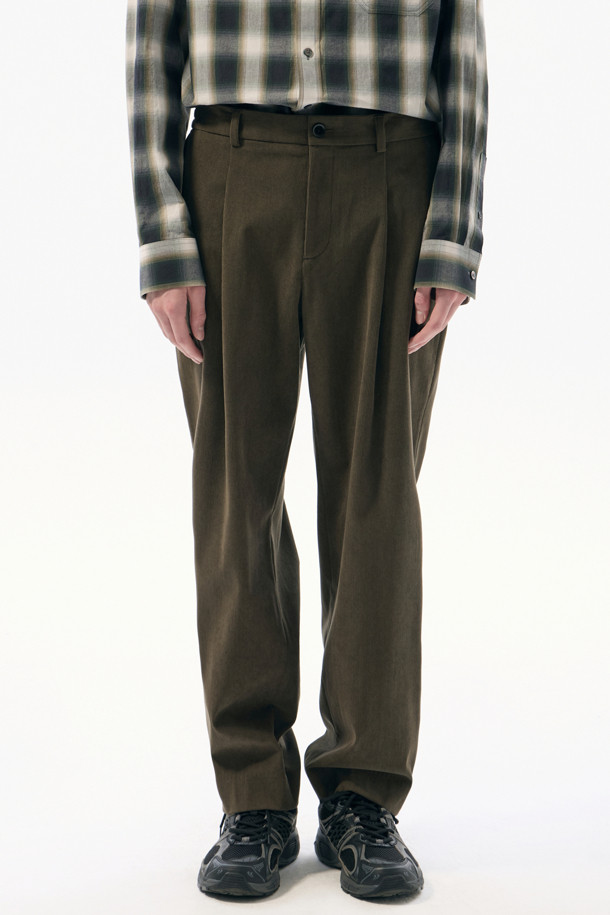 CUSTOMELLOW - 캐주얼팬츠 - Khaki Regular Fit Corduroy Setup Pants