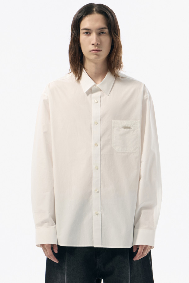 CUSTOMELLOW - 긴팔셔츠 - White Regular Fit Solid Shirt