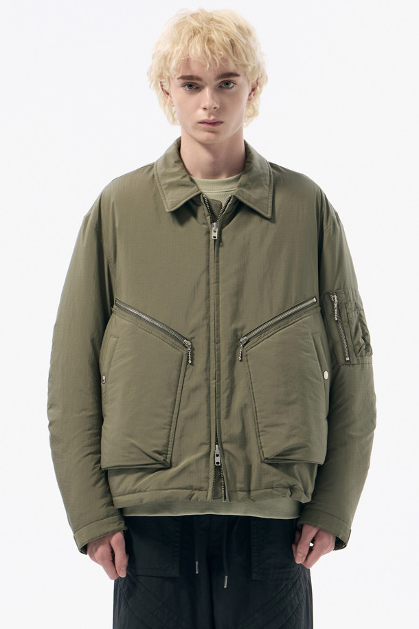 CUSTOMELLOW - 블루종/점퍼 - Khaki Padded Blouson