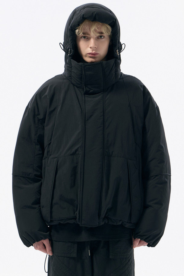 CUSTOMELLOW - 다운/패딩 - Black Oversized Fit Hood Down Bomber 