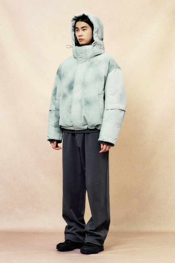 CUSTOMELLOW - 다운/패딩 - [Online Only] Grey Dyed Down Puffer Jacket  