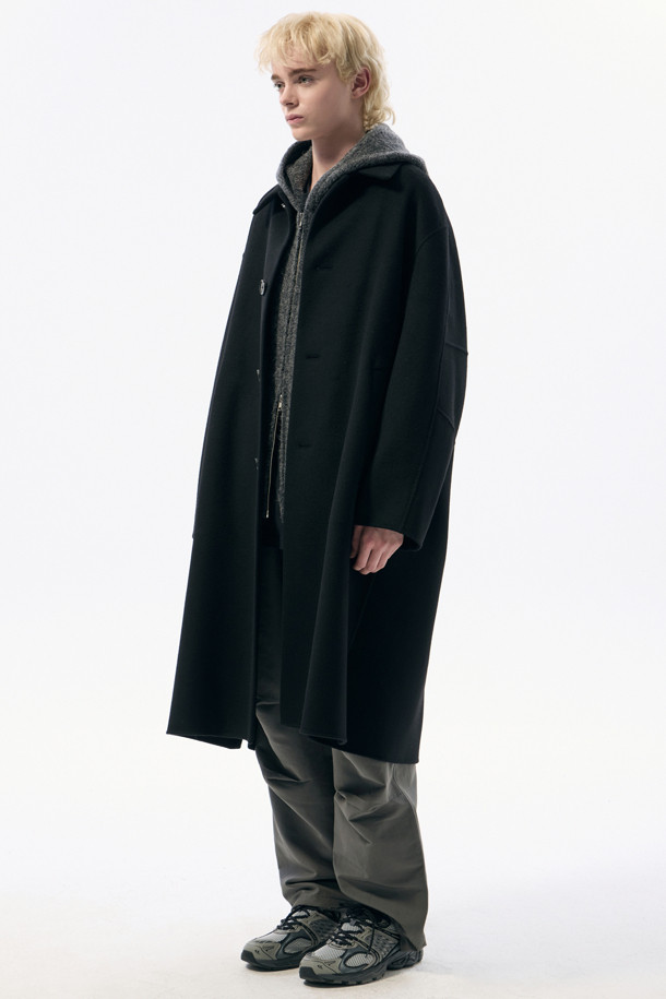 CUSTOMELLOW - 코트 - Black Wool Balmacaan Coat