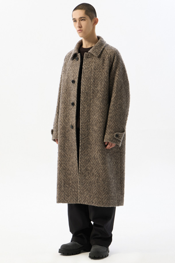 CUSTOMELLOW - 코트 - Beige Herringbone Wool Coat