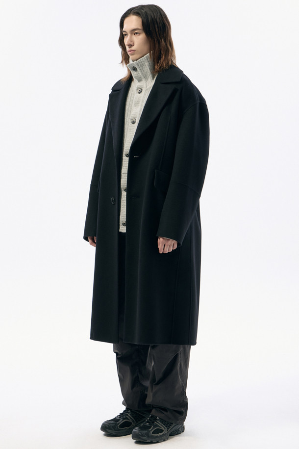 CUSTOMELLOW - 코트 - Black Oversized Fit Wool Chesterfield Coat 