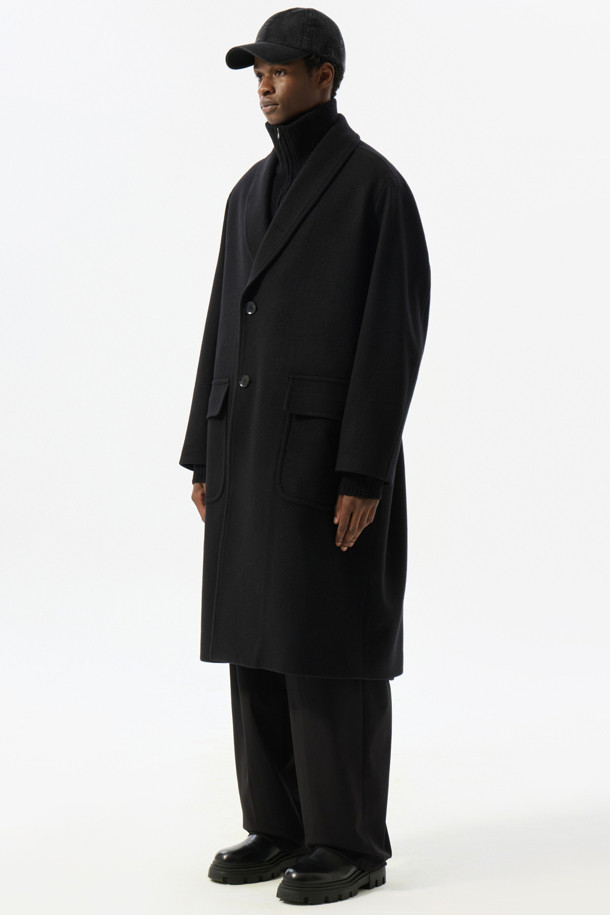 CUSTOMELLOW - 코트 - Black Wool Shawl Collar Coat