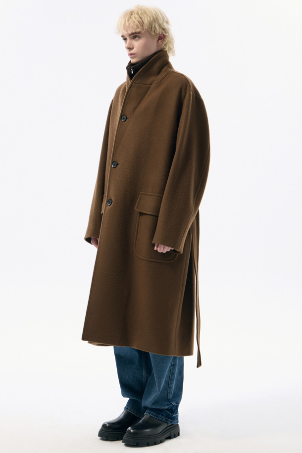 CUSTOMELLOW - 코트 - Brown Wool Shawl Collar Coat