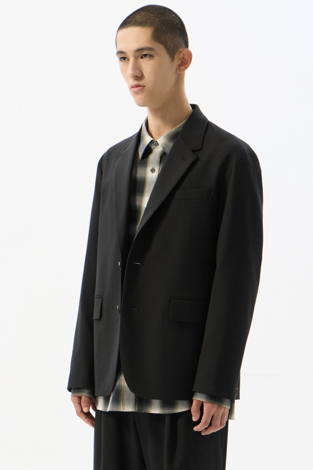 CUSTOMELLOW - 수트/블레이저자켓 - Black Regular Fit Wool Setup Jacket