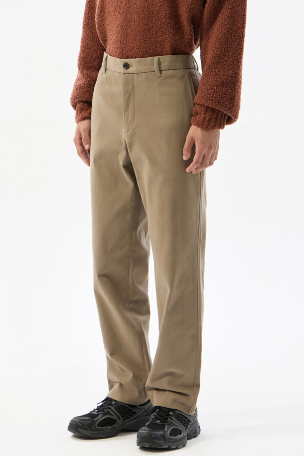 CUSTOMELLOW - 캐주얼팬츠 - Beige Slim Fit Brushed Cotton Pants