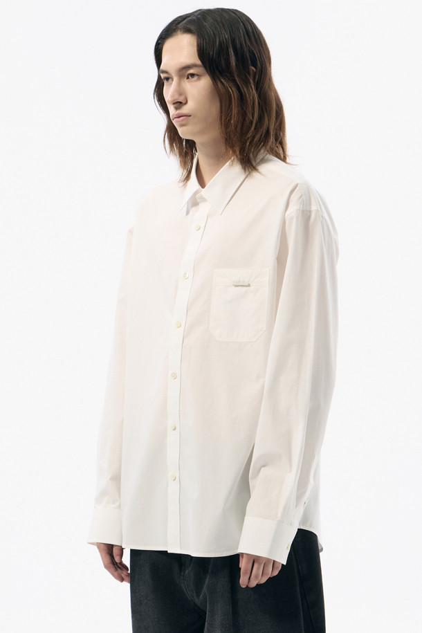 CUSTOMELLOW - 긴팔셔츠 - White Regular Fit Solid Shirt