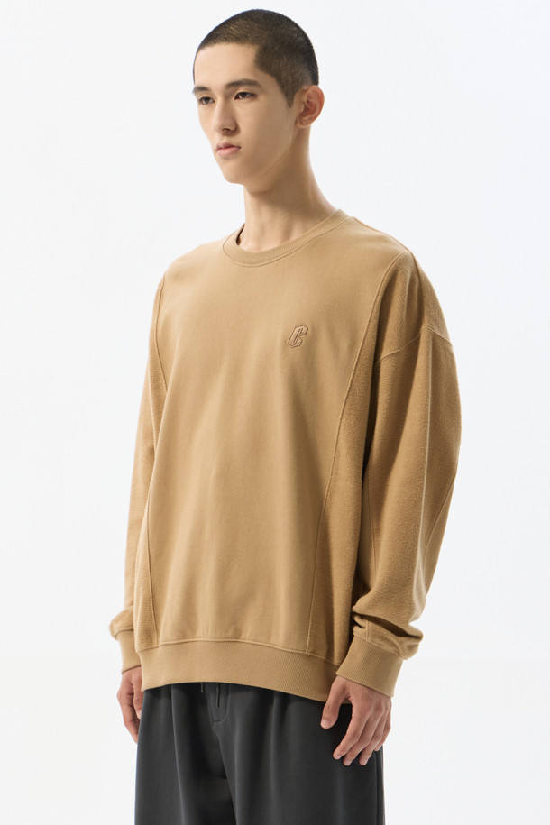 CUSTOMELLOW - 스웨트셔츠 - Beige Fabric Reversed Sweatshirt