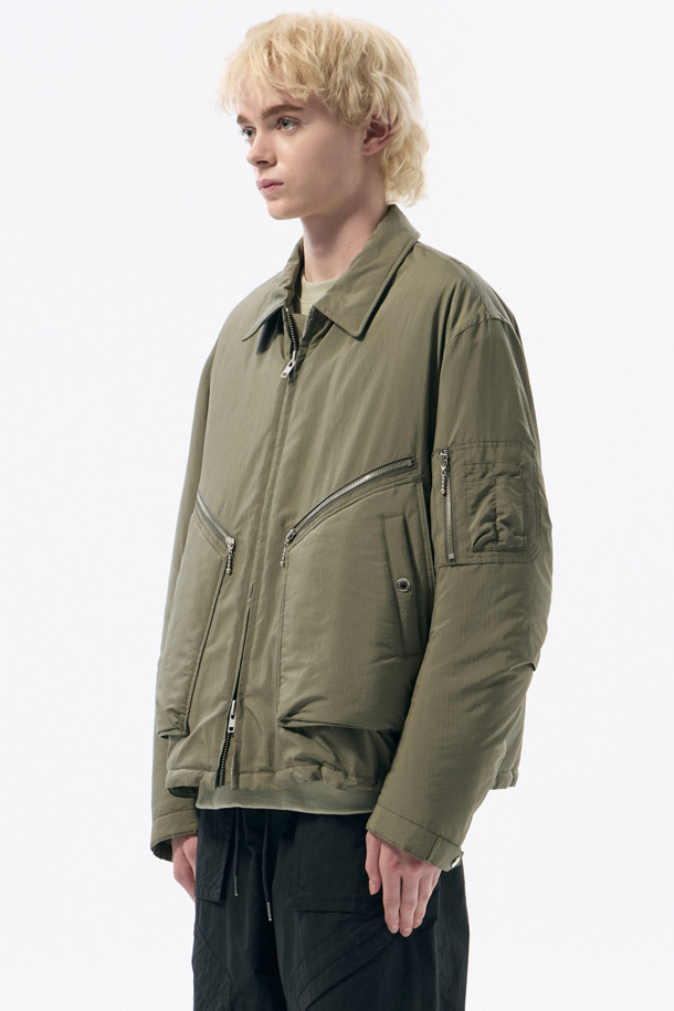 CUSTOMELLOW - 블루종/점퍼 - Khaki Padded Blouson