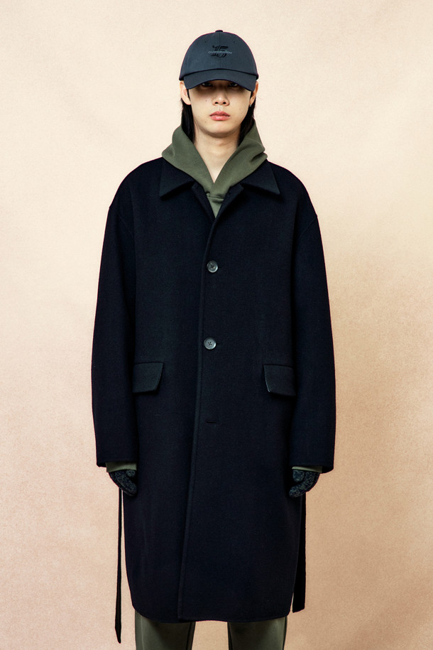 CUSTOMELLOW - 코트 - [Online Only] Black Cashmere Blended Mac Coat