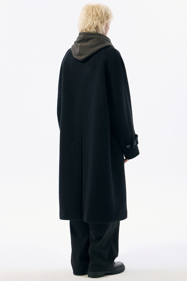 CUSTOMELLOW - 코트 - Black Wool Band Collar Coat