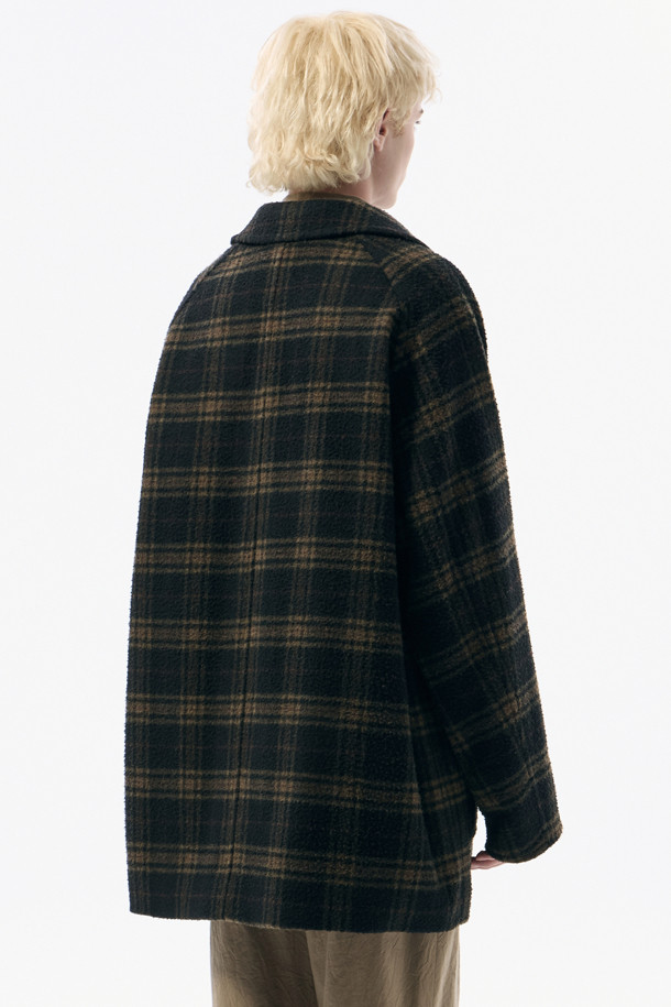 CUSTOMELLOW - 코트 - Brown Casentino Wool Check Short Coat