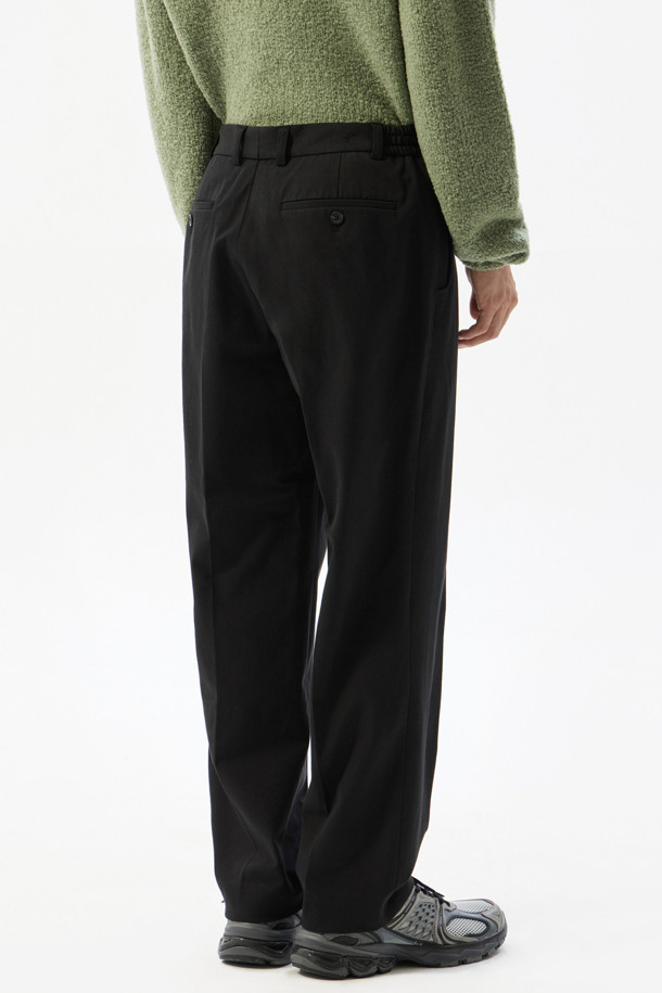 CUSTOMELLOW - 캐주얼팬츠 - Black Tapered Fit Cotton Pants