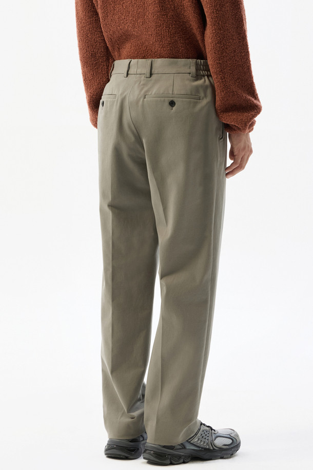 CUSTOMELLOW - 캐주얼팬츠 - Khaki Tapered Fit Cotton Pants