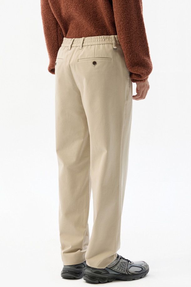 CUSTOMELLOW - 캐주얼팬츠 - Beige Slim Fit Cotton Pants