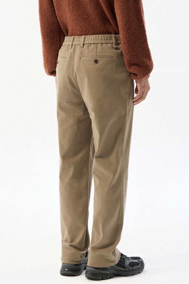 CUSTOMELLOW - 캐주얼팬츠 - Beige Slim Fit Brushed Cotton Pants