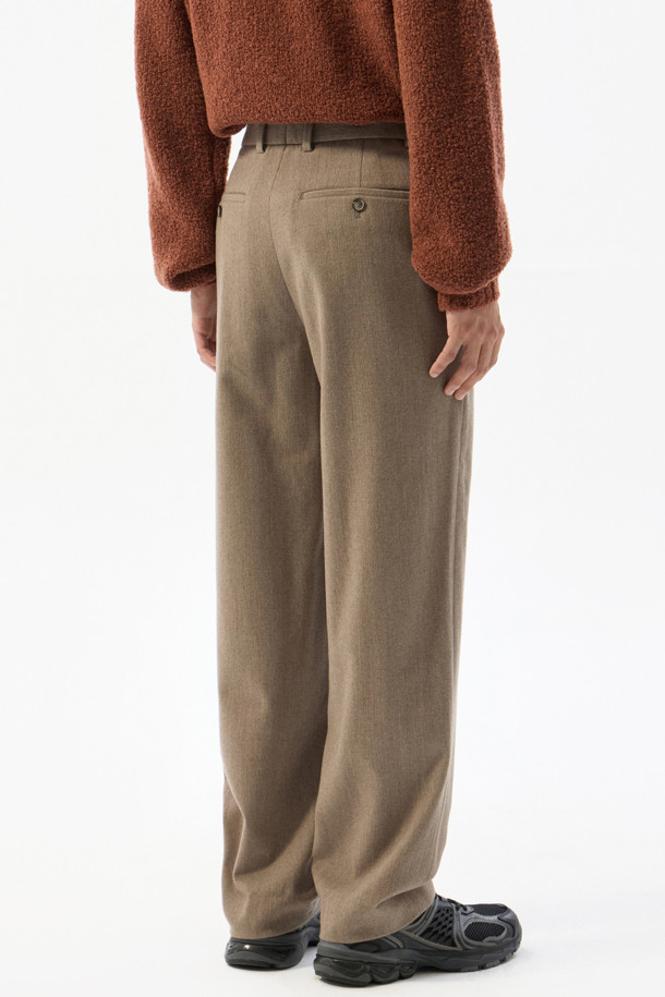 CUSTOMELLOW - 캐주얼팬츠 - Beige Relaxed Fit Wool Setup Pants