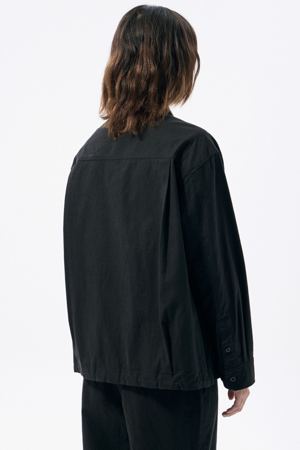 CUSTOMELLOW - 긴팔셔츠 - Black Creased Cotton Outer Shirt