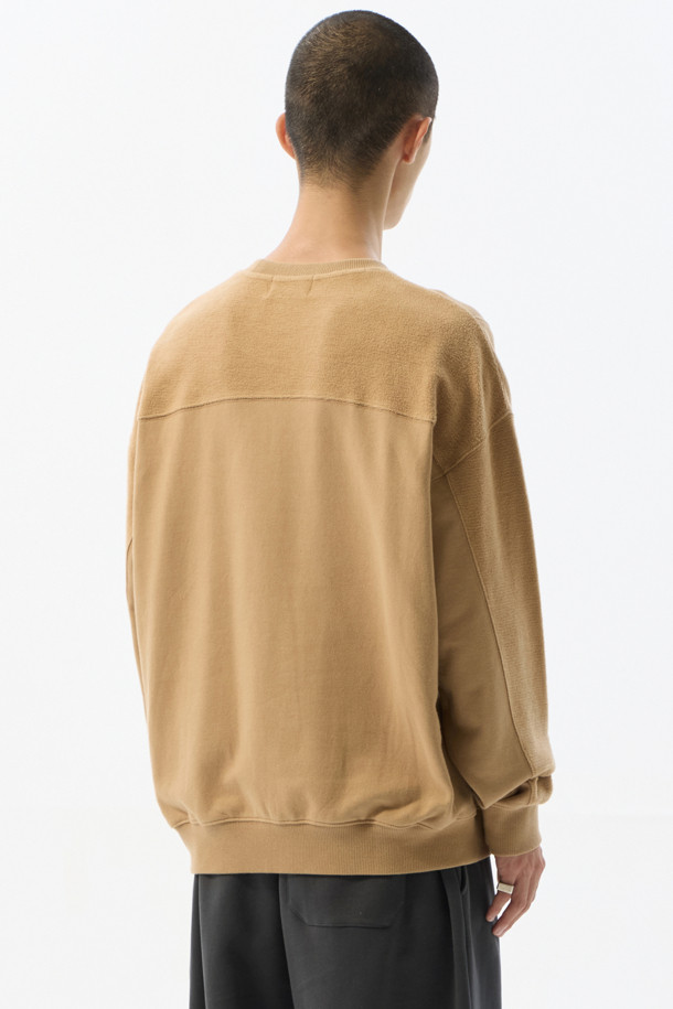 CUSTOMELLOW - 스웨트셔츠 - Beige Fabric Reversed Sweatshirt