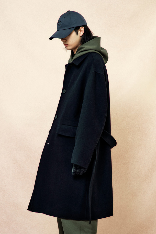 CUSTOMELLOW - 코트 - [Online Only] Black Cashmere Blended Mac Coat