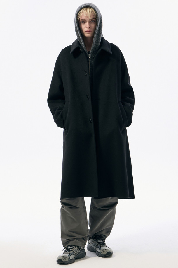 CUSTOMELLOW - 코트 - Black Wool Balmacaan Coat