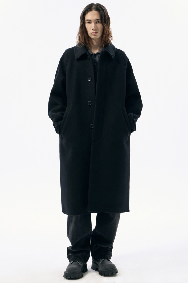 CUSTOMELLOW - 코트 - Black Oversized Fit Wool Coat