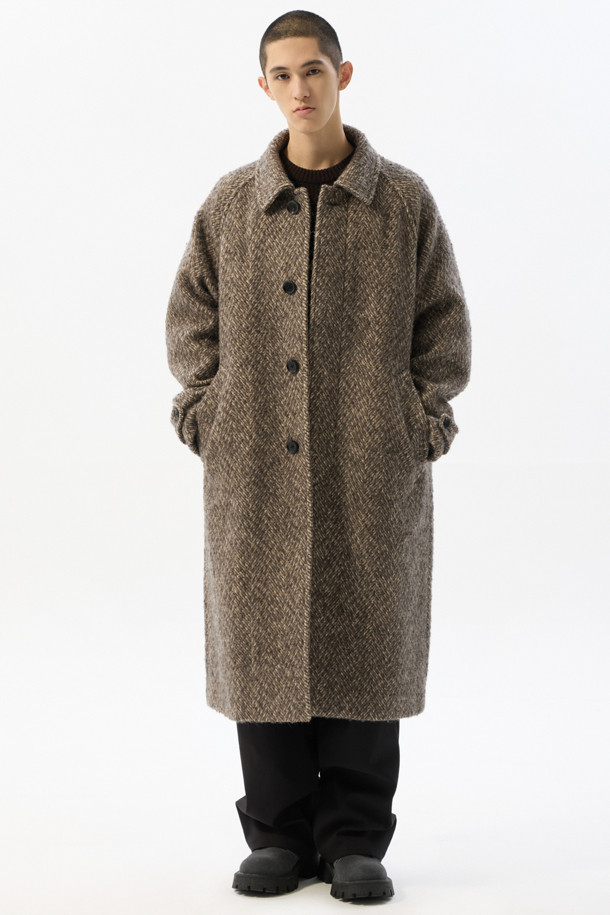 CUSTOMELLOW - 코트 - Beige Herringbone Wool Coat