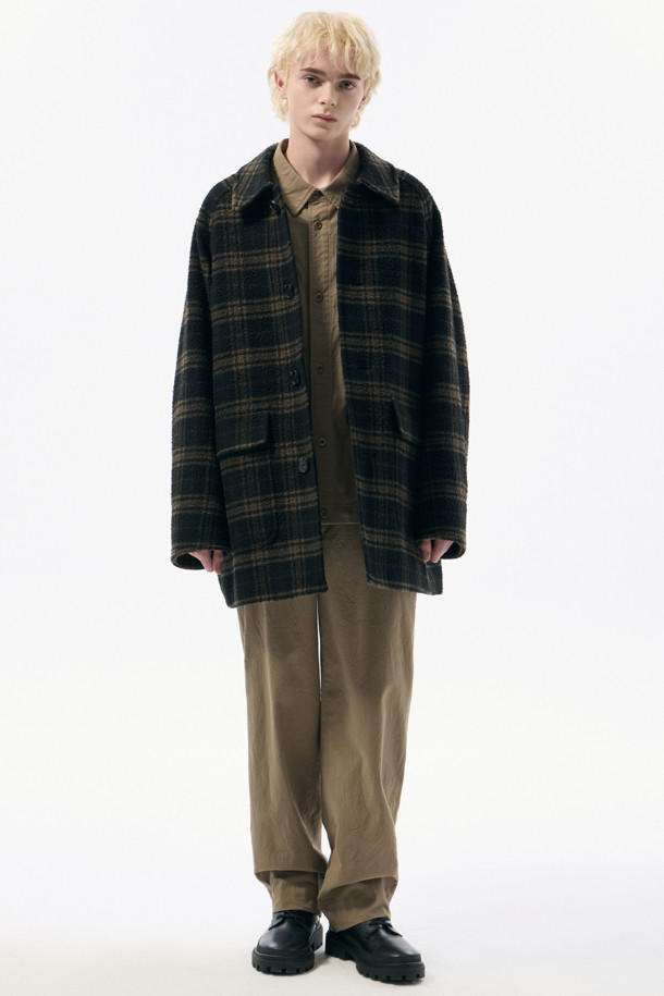 CUSTOMELLOW - 코트 - Brown Casentino Wool Check Short Coat