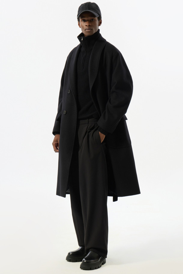 CUSTOMELLOW - 코트 - Black Wool Shawl Collar Coat