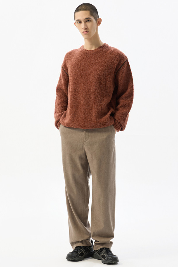 CUSTOMELLOW - 캐주얼팬츠 - Beige Relaxed Fit Wool Setup Pants