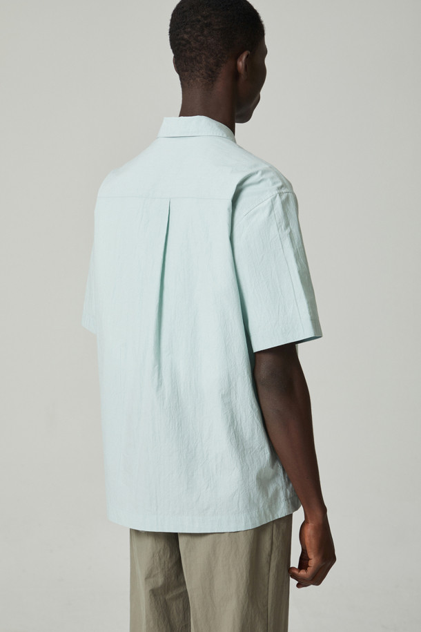 CUSTOMELLOW - 셔츠 - regular crinkled fabric half shirt