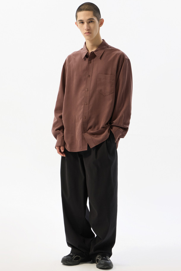 CUSTOMELLOW - 긴팔셔츠 - Wine Relaxed Fit Rayon Shirt