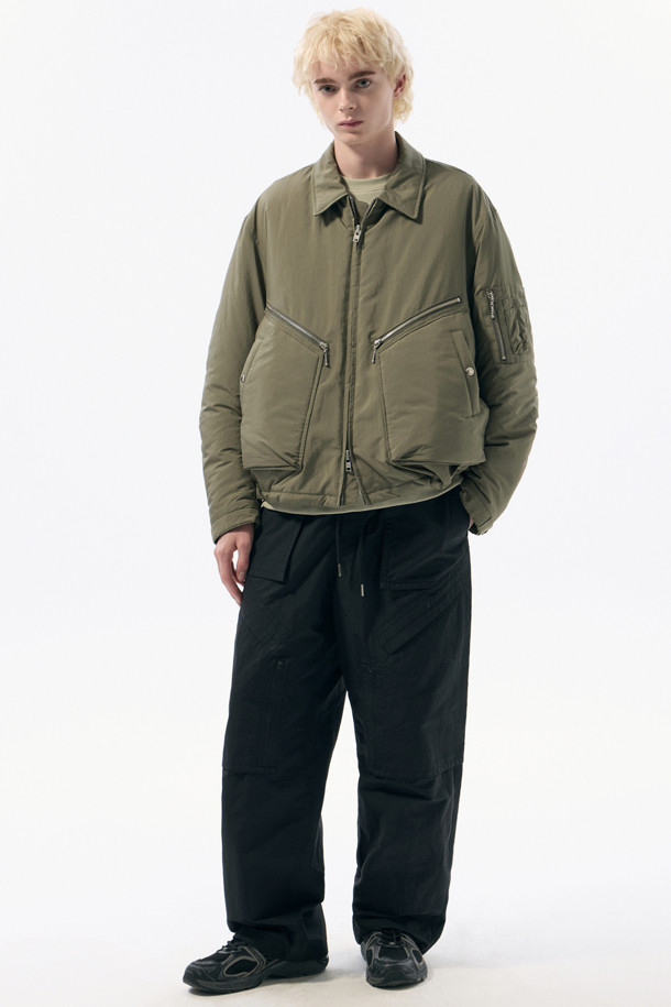 CUSTOMELLOW - 블루종/점퍼 - Khaki Padded Blouson