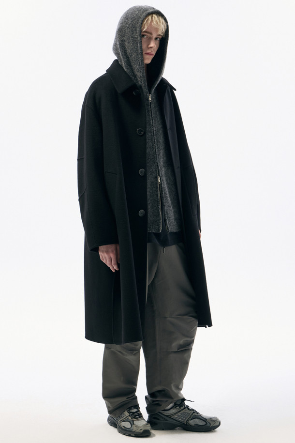 CUSTOMELLOW - 코트 - Black Wool Balmacaan Coat