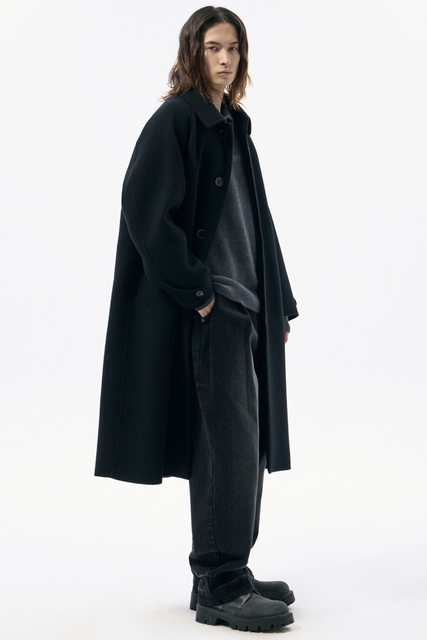 CUSTOMELLOW - 코트 - Black Oversized Fit Wool Coat