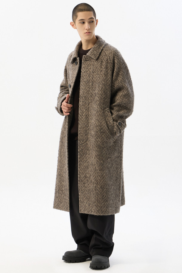 CUSTOMELLOW - 코트 - Beige Herringbone Wool Coat