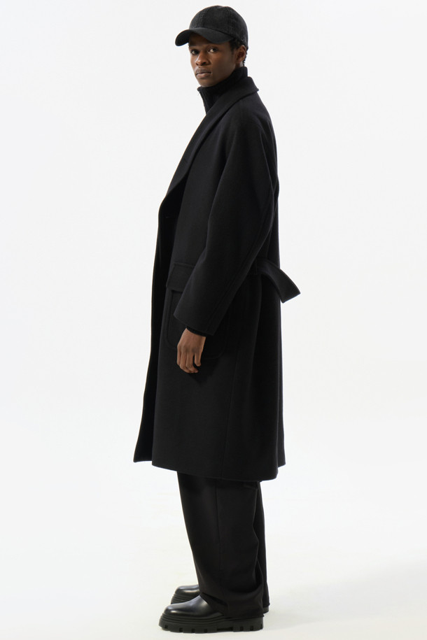 CUSTOMELLOW - 코트 - Black Wool Shawl Collar Coat